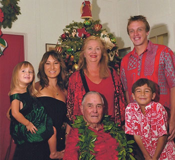 Four Generations, left back to front: Elle Paris, Lehua Greenwell, Wee-J  Paris, Willie Greenwell, Uncle Billy Paris, and Makamua Paris, 2012