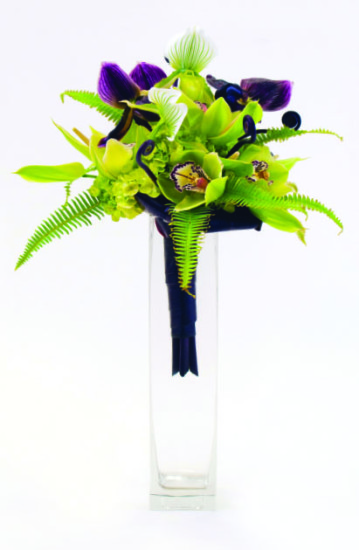 Contemporary use of tropicals makes this bouquet pop. photo courtesy of Green Point Nurseries