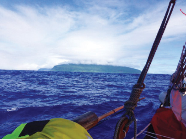 Pulling Ta‘ū (the easternmost island of American Samoa) out of the sea. photo courtesy Celeste Ha‘o