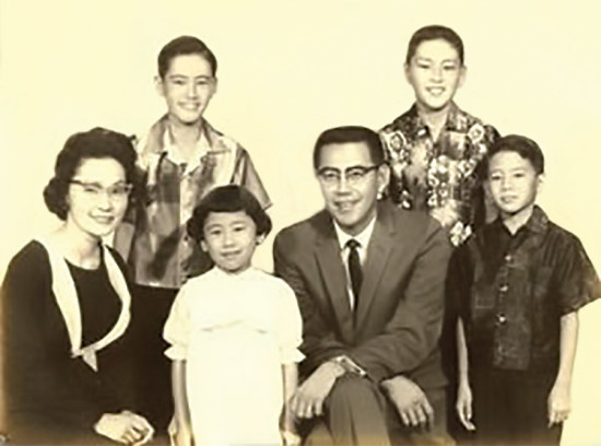 Matayoshi family: back row, sons Ron and Jerold; front row, Mary, daughter Kathryn, Herbert, and son Eric.