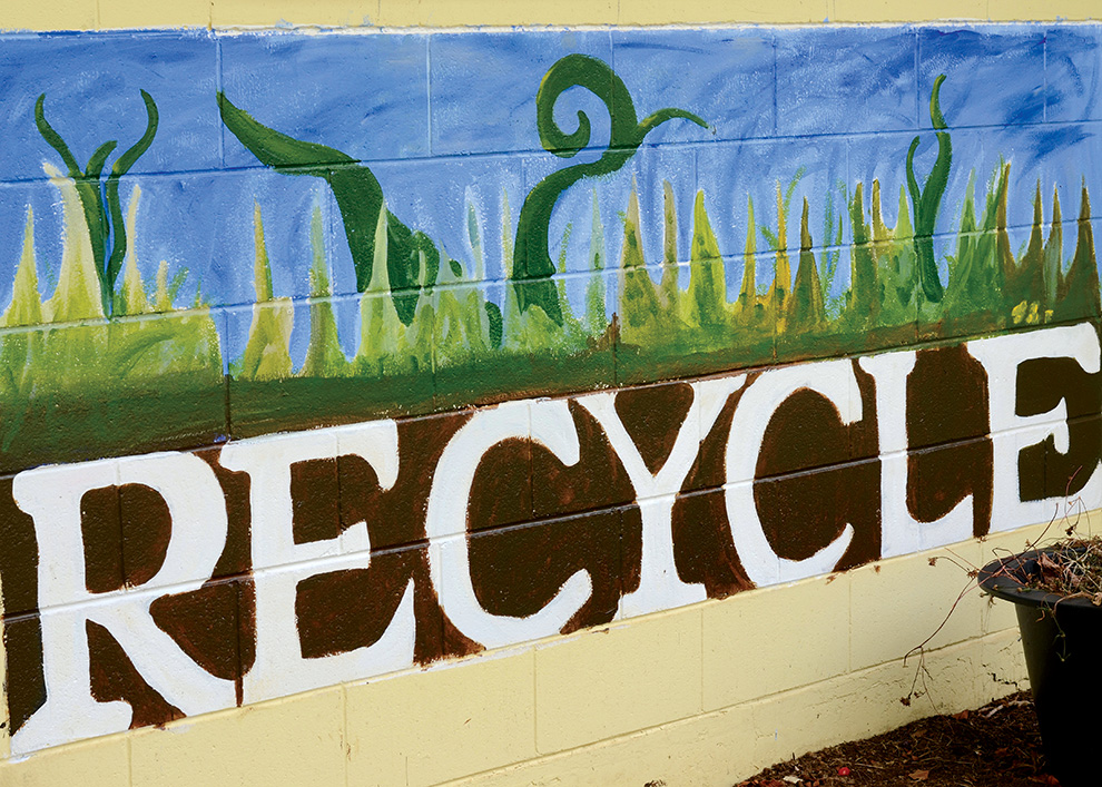“Recycle” mural at Kahakai Elementary. 