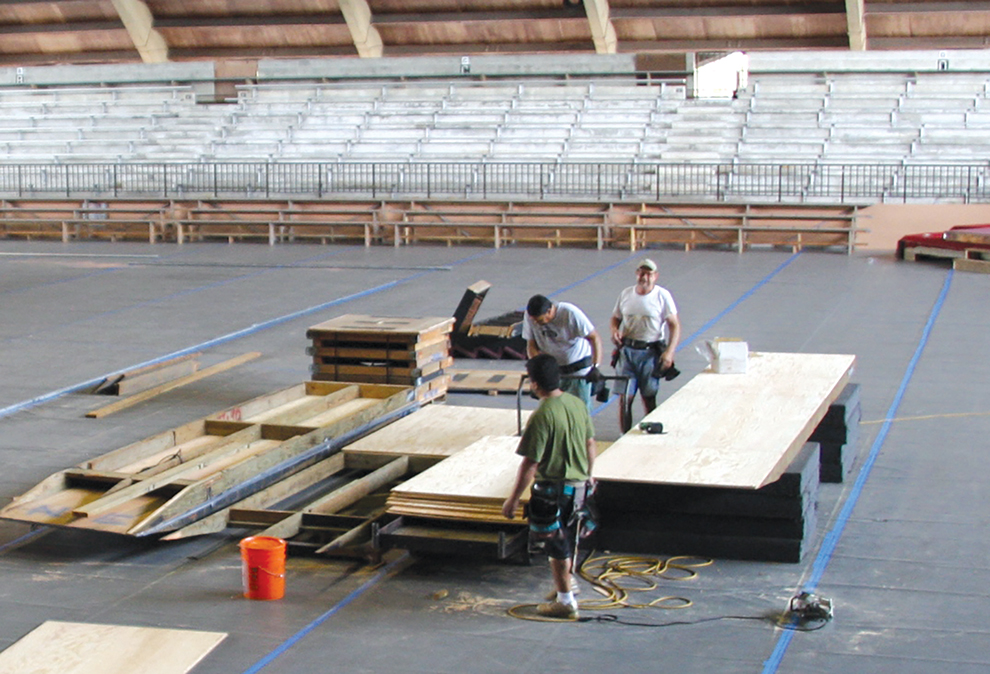 The Merrie Monarch stage is built anew each year by experienced professionals.