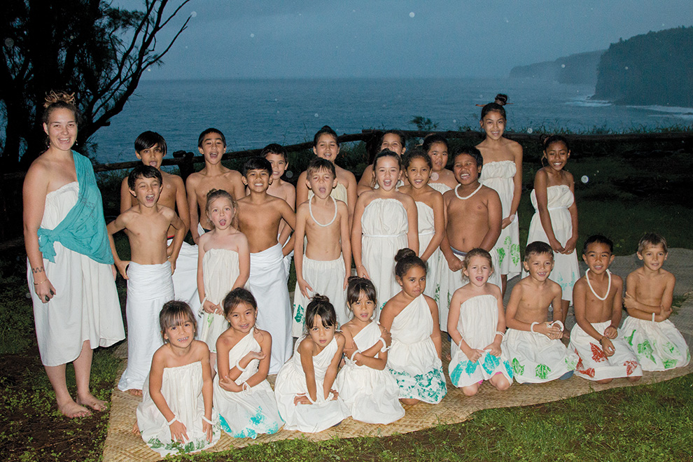 HoAMa After School Program keiki shared hula and mele (chants) at Koholālele for their Hō‘ike Ho‘oilo (Ho‘oilo season exhibition) in December 2017. 