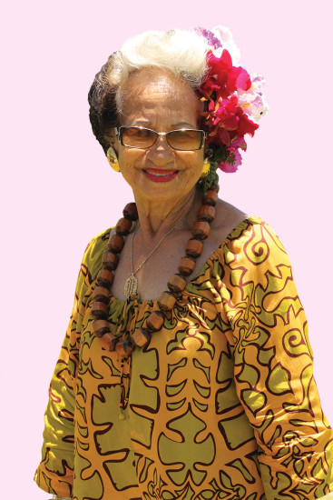 Aunty Irene on Kamehameha Day 2016 at Mokuola (Coconut Island), Hilo. photo by Ku‘ehu Mauga