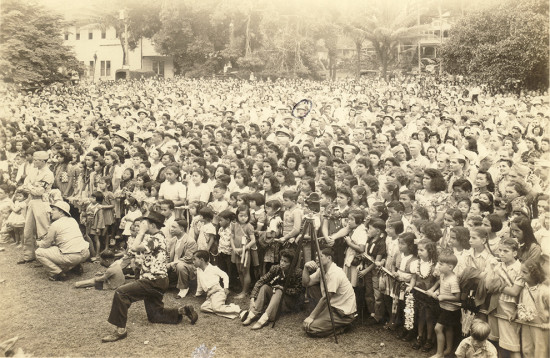 Lei Day Festival at Kalākaua Park, 1940. photo courtesy of Lyman Museum