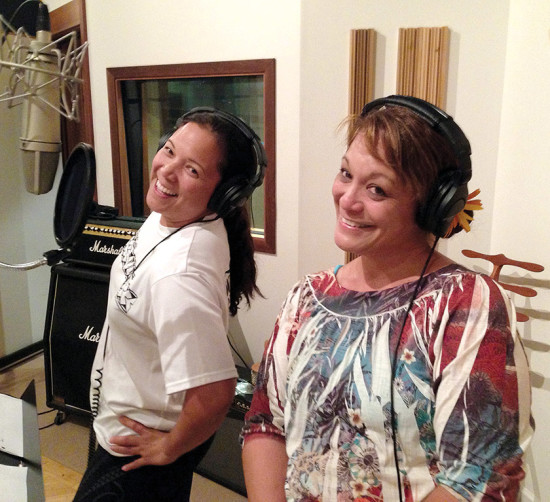 Melissa Samura and Ginger Bertelmann in the studio, whose voices blend seamlessly with the band. photo courtesy of Alan Rosen