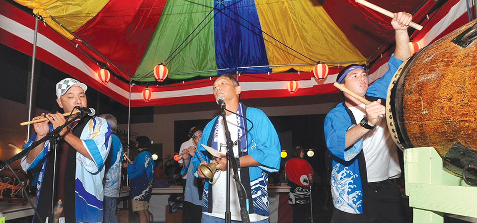 Musicians perform at 2011 Hilo Betsuin. photo courtesy of Rick Ogata 
