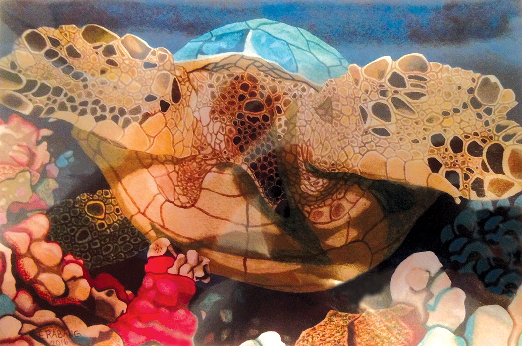 Elijah's honu (turtle) painting. photo courtesy of Richard Elliott