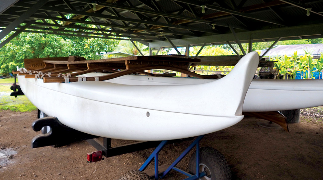 Double hull canoe built by Ray. 