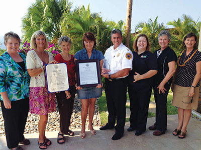 KBTS receiving accolades from the Hawai‘i State House of Representatives and Governor Abercrombie’s office for their 10 year anniversary in the national Firewise Communities program.