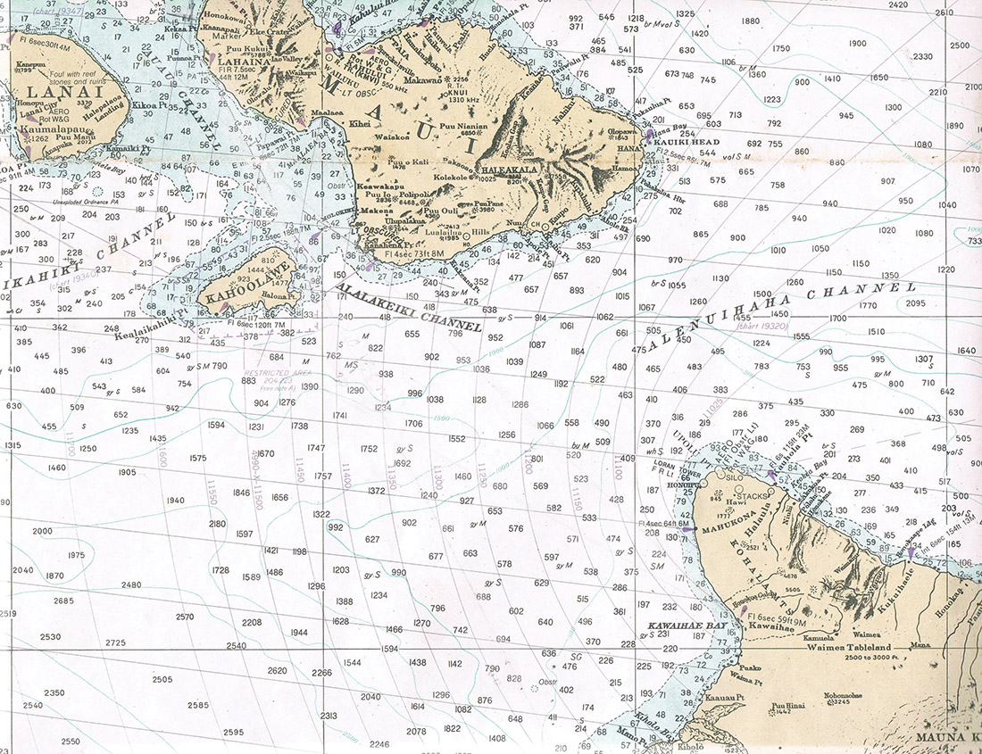 Alenuihaha Channel from NOAA chart #19004 Hawaiian Islands 