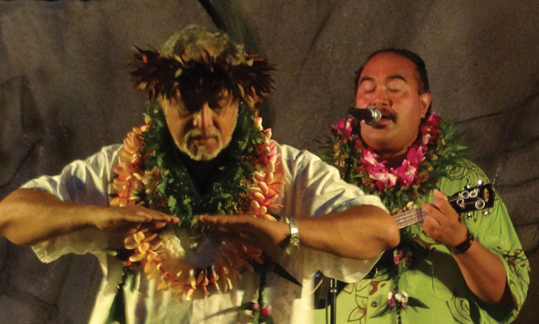 Uncle Bobo dancing hula at the CD Release Concert.