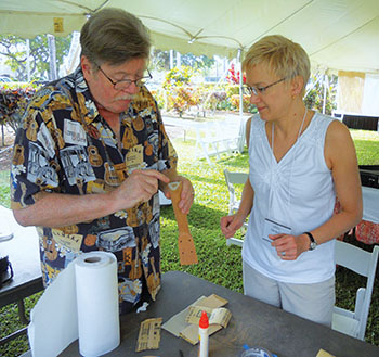 Dennis teaching his ‘Ukulele Building workshop at Aloha Music Camp, 2012. photo courtesy of Jan Allen