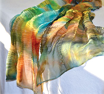 Hand painted shibori silk scarf. 