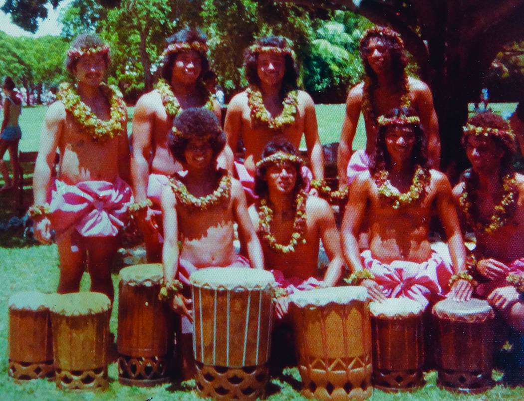 Kalihi-Palama Culture & Arts Society’s hula class perform in the King Kamehameha Hula Competition, 1970s. Etua is standing third from left.