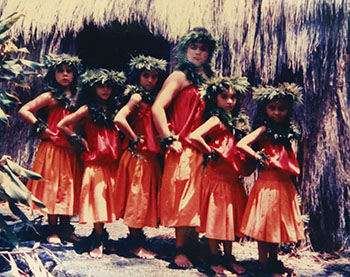  Kumu Etua’s first Keiki Hula class at Kahalu‘u Beach Park, circa 1980.