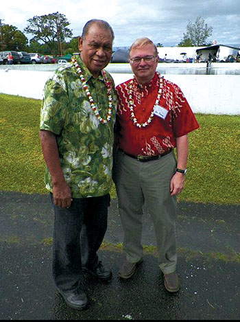 Louis Ha‘o with Chancellor Don Straney in 2012.