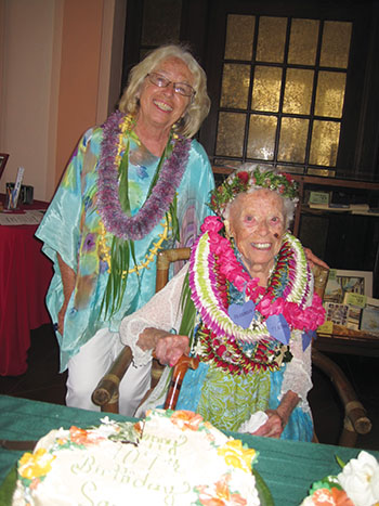 Saramae’s 107 birthday party with her daughter Sara.
