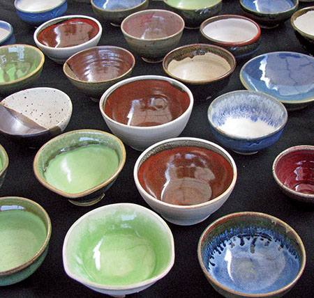Bowls made by volunteers for Cool Fusion: The Festival of 1,000 Bowls.
