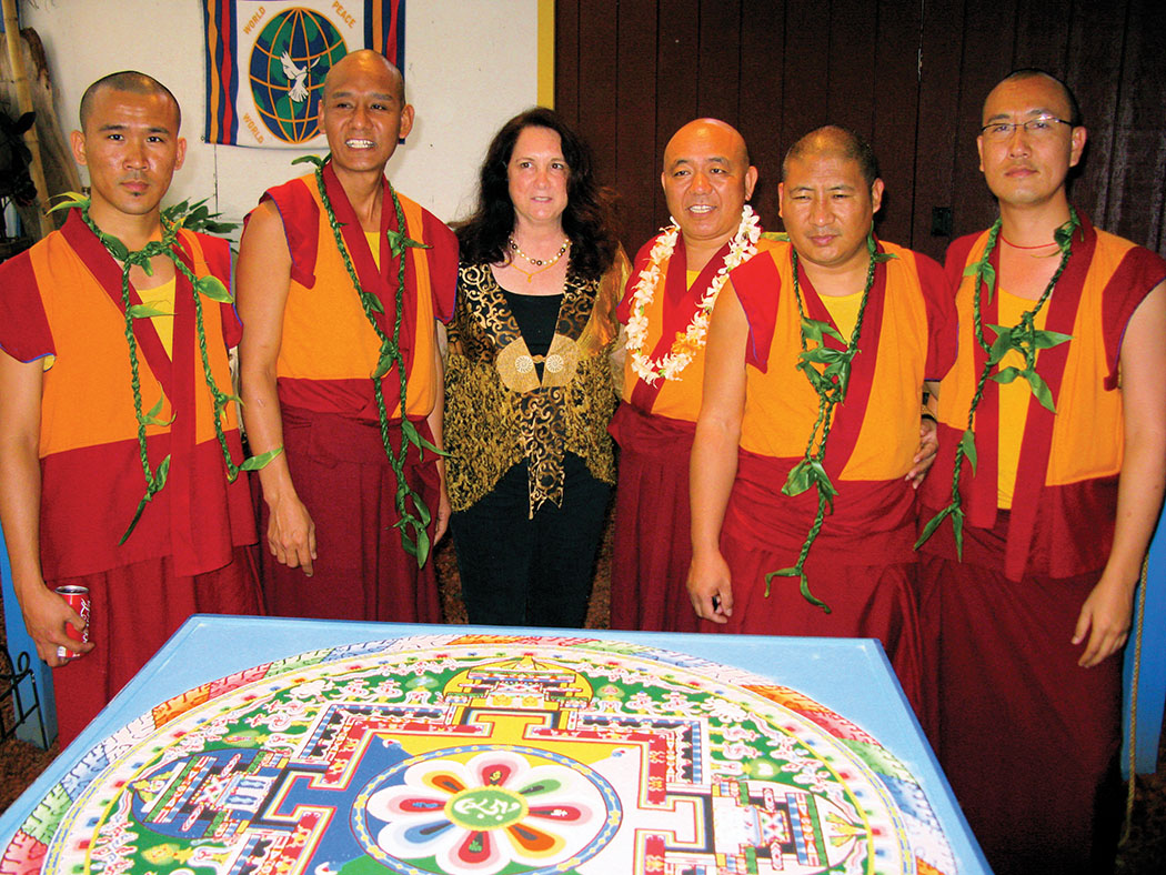 Tibetan Monks with Sand Mandala. photo courtesy of Randy Magnus