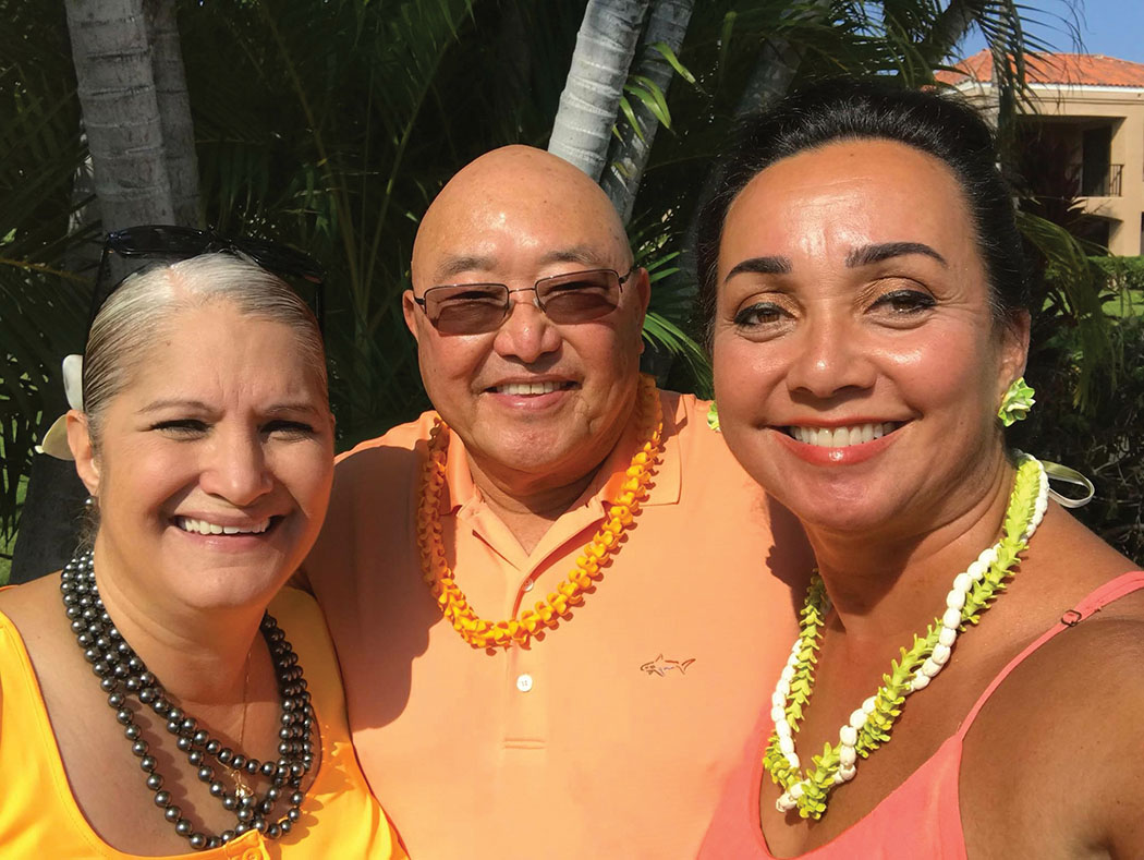 Darlene, Duane, and Tani before a performance at Hilton Grand Vacations Bay Club. photo courtesy of Tani Waipā