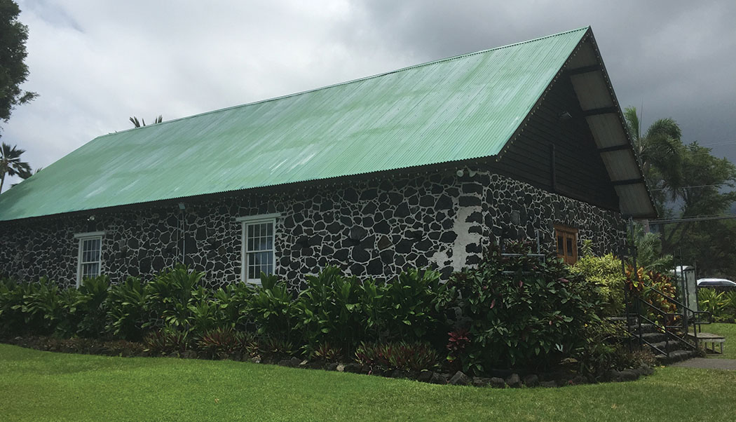 Rev. John D. Paris used mortar made of crushed coral to build Hale Halawai o Holualoa (now called Living Stones Church). photo by Denise Laitinen
