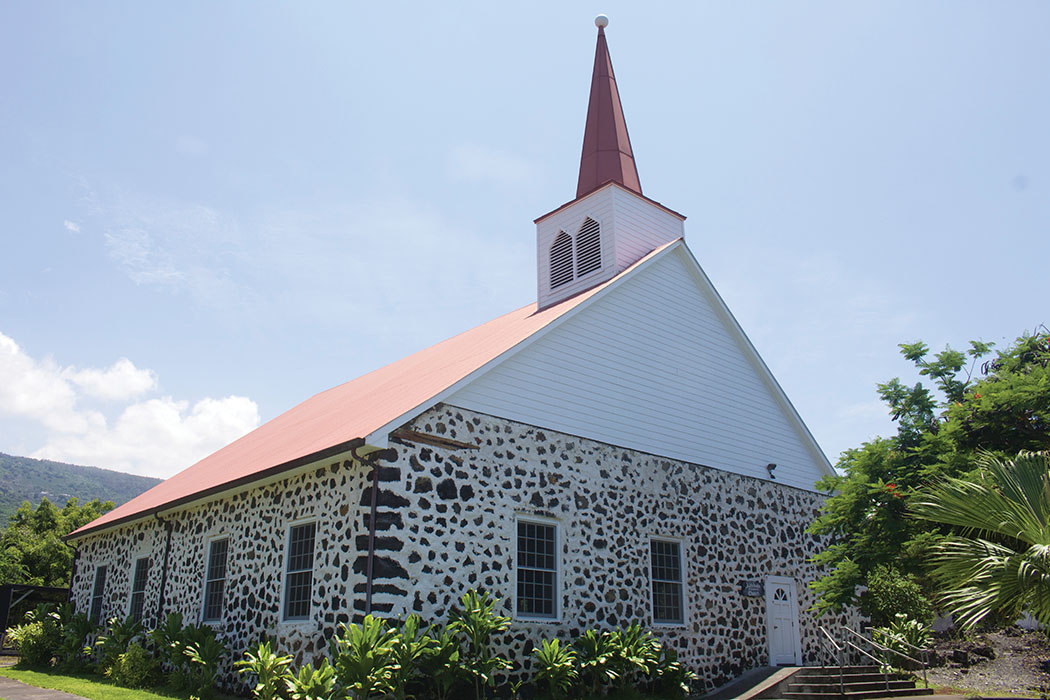 Rev. Paris spent three years rebuilding Kahikolu Church on the grounds of what had been a much larger church. When completed in 1855, the smaller Kahikolu Church was still the largest church on island. It remains one of the oldest stone churches still standing in the state. photo by Denise Laitinen