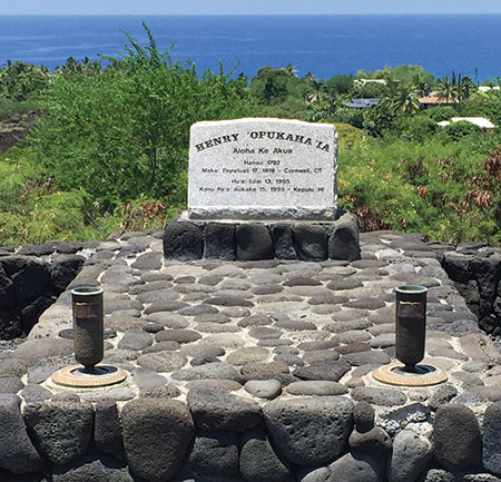 Marker noting the remains of Henry ‘Ōpūkaha‘ia. photo by Denise Laitinen