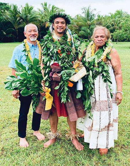 Kūha‘o with his parents, Sig Zane and Nalani Kanaka‘ole. photo courtesy of Kūha‘o Zane