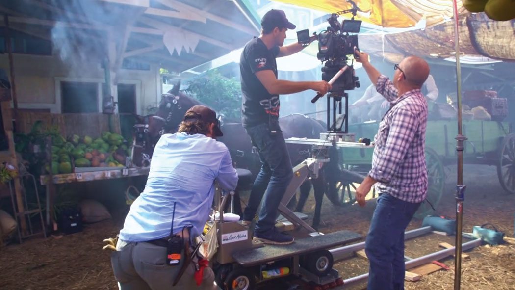 Behind the scenes crew of "Running for Grace" on location. photo courtesy of the Hawai‘i Island Film Office