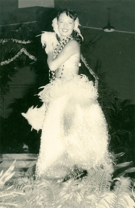 BJ performed Tahitian dance in the 1956 Miss Hawaii pageant where she placed as a runner up. photo courtesy of BJ Pa