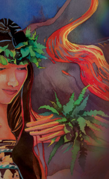 Pele, the infamous Volcano Fire Goddess, is known throughout the world for her power to create abundance and command respect for nature. Place a picture of her in your Fame area. Art by Maya Sorum/mayasorum.com