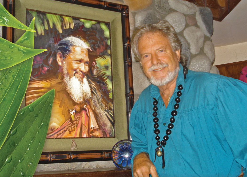 “Most people who new Makua just couldn’t resist being in his presence,” says visionary social architect Jim Channon. “[When I painted this] I tried to capture how he fully occupied the field of energy that he was a part of. He was a much beloved friend to all who had the good luck of knowing him.”