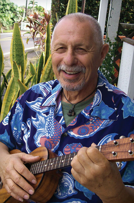 Teacher, luthier and museum curator of Holualoa Ukulele Gallery has turned an interest in music into a passionate love of ‘ukulele. photo by Margaret Kearns