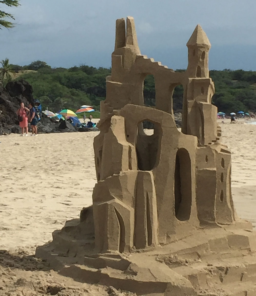 Mike Radtke’s intricate sandcastles require hours of hauling water and sand to lay the foundation. photo courtesy of Mike and Nancy Radtke