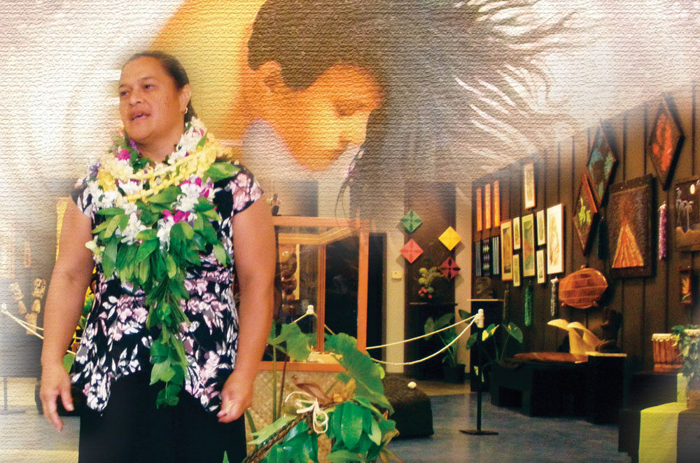 Terri Napeahe at the soft opening and blessing for Papa Mū Gallery.