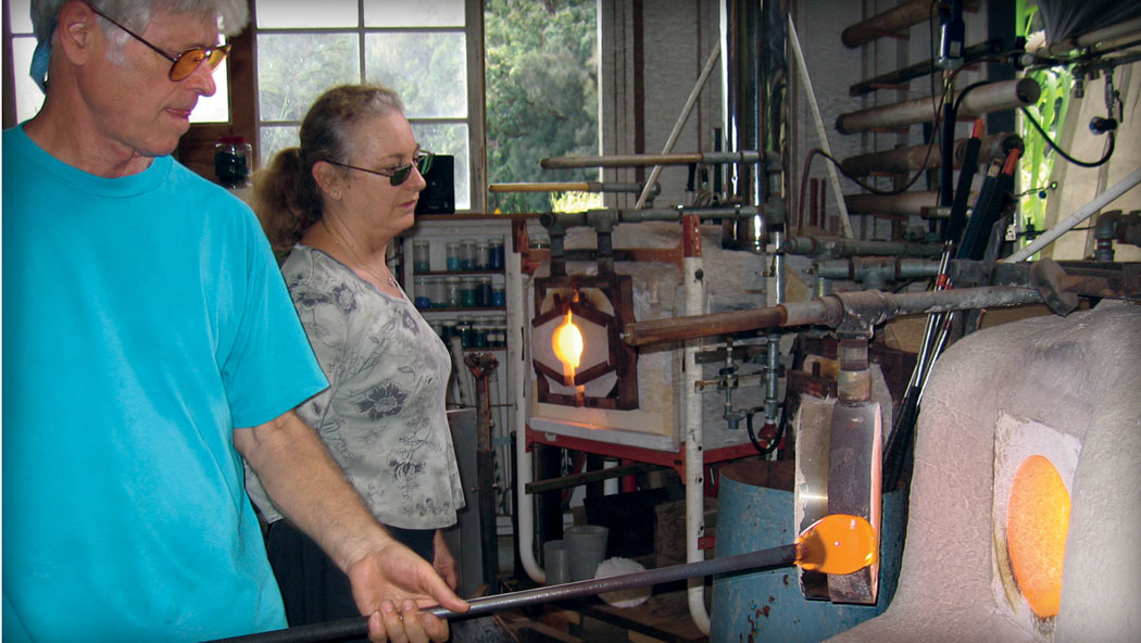 Hamakua artists Hugh Jenkins and Stephanie Ross blend their talents in the creation of an impressive collection of glass art.