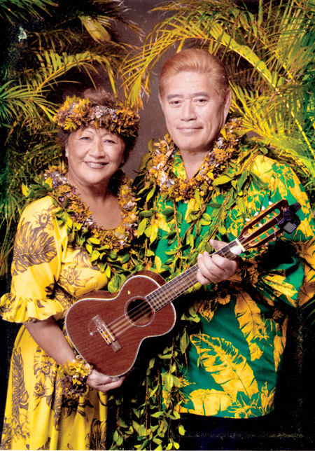 Pi‘ilani and Stan in one of many photos displayed at Stan’s Celebration of Life on August 24, 2019. photo courtesy of Pi‘ilani Rodrigues