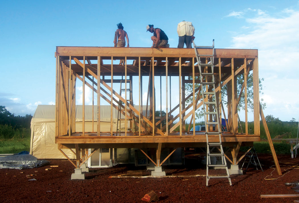 Drew building his home in lower Puna. photo courtesy of Drew Daniels