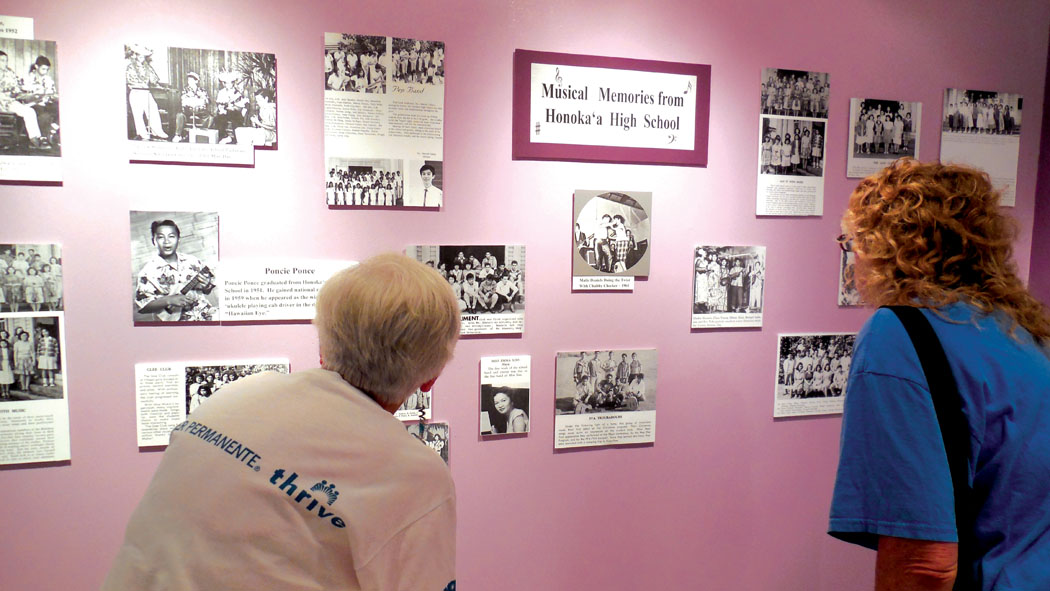 Visitors gather at the opening of the Honoka‘a Love Music exhibit. photo courtesy of the Heritage Center
