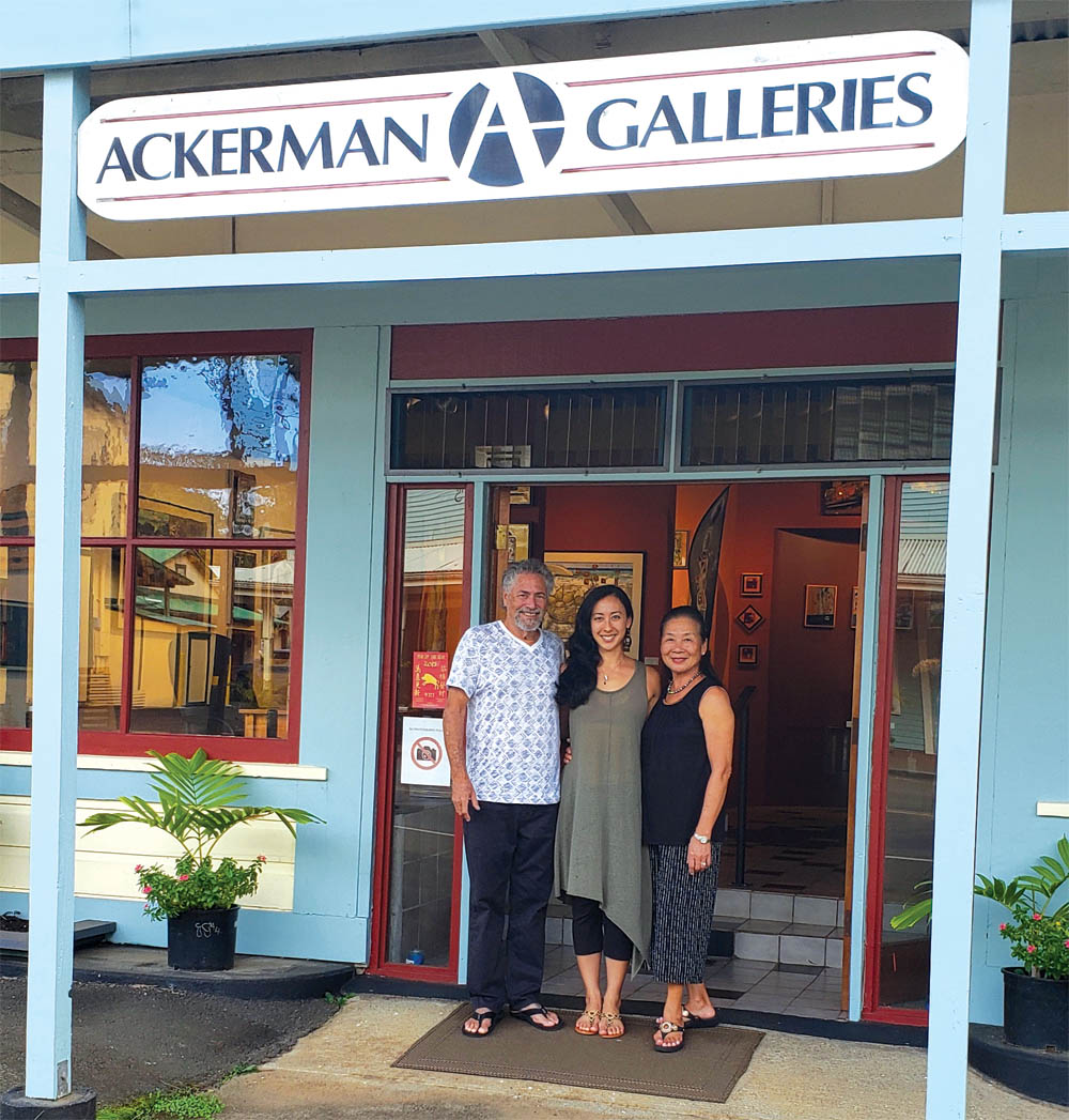 Gary with daughter Maylan and wife Yesan in front of Ackerman Galleries. photo by Sara Ackerman 