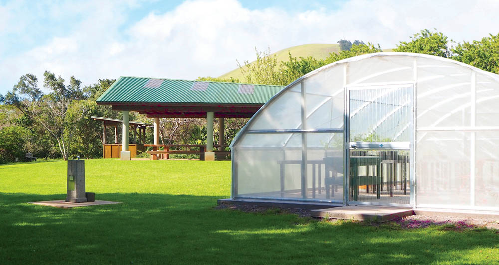 The new greenhouse and education pavillion at Waimea Nature Park. photo by Brittany P. Anderson